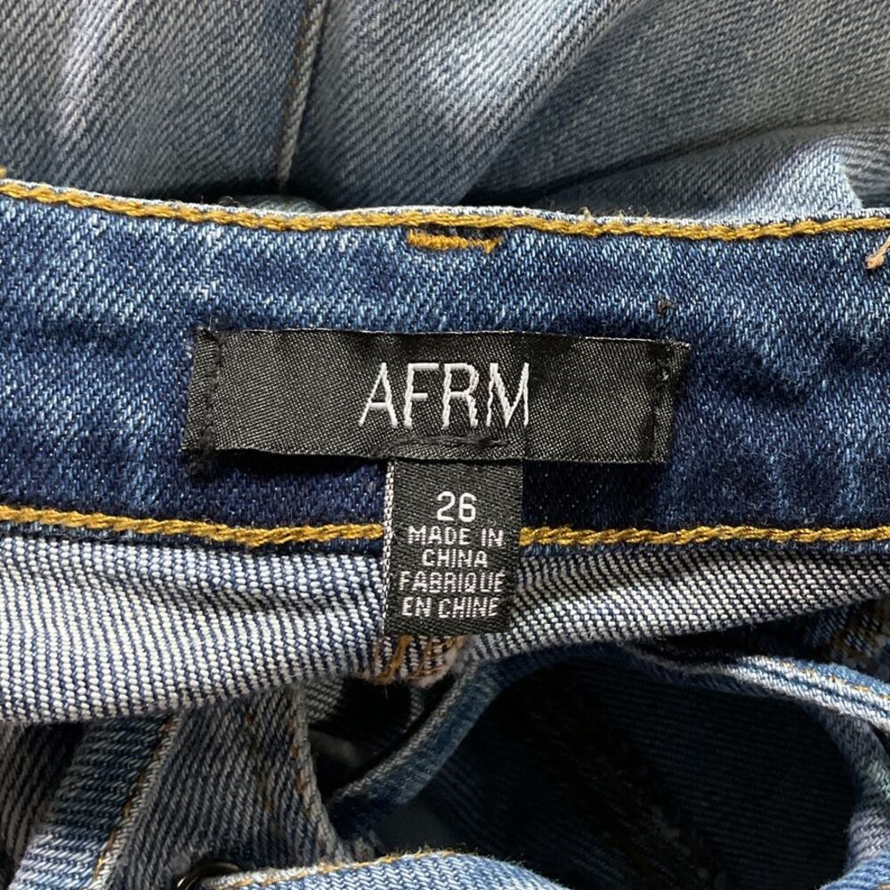 Afrm Patchwork Vintage Blue Wash Astrid Pants Size 26 - Picture 4 of 5